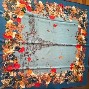 Karl Lagerfield Eiffel Tower Print Cashmere Wrap Scarf.